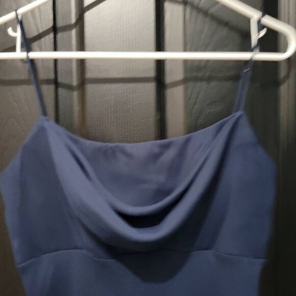 Michaelangelo Size 6 navy blue full length dress prom bridesmaid - Picture 3 of 9